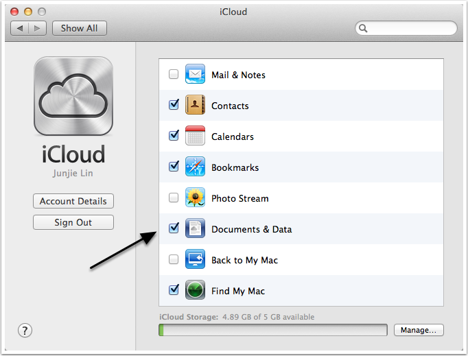 what is back to my mac on icloud